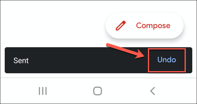 Después de enviar un correo electrónico en la aplicación Gmail, toque "anular" en la parte inferior de la pantalla para recuperar el correo electrónico