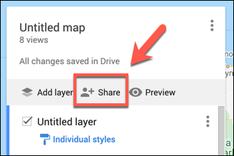 Toca Compartir para compartir tus mapas de Google personalizados.