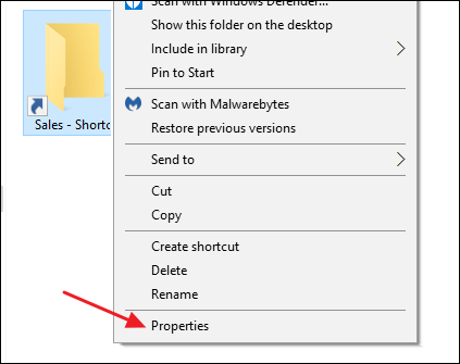 elija el comando de propiedades en el menú contextual de acceso directo