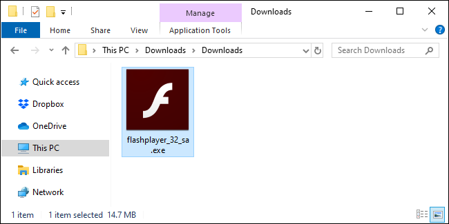 Ejecución del archivo EXE de Flash Player independiente