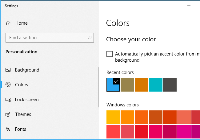 Elija un color de acento en Windows 10