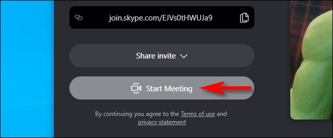 Haga clic en "Inicie la reunión."