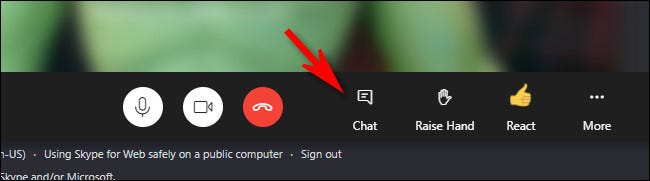 El botón de chat en Skype "Reunión ahora"