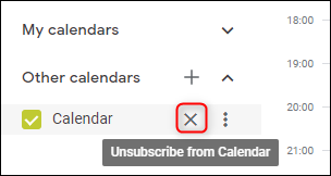 el de Google Calendar "darse de baja del calendario" opción.