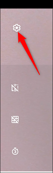 Haga clic en el engranaje de Configuración para cambiar algunas de las configuraciones de la cámara.