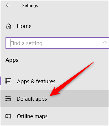 Haga clic en "Aplicaciones predeterminadas."