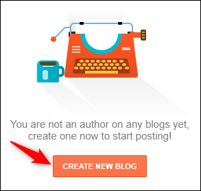 Blogger "Crea un nuevo blog" botón.