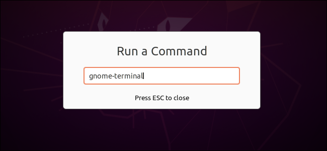 Ejecutar un comando para abrir un terminal en el cuadro de diálogo Ejecutar comando de GNOME.