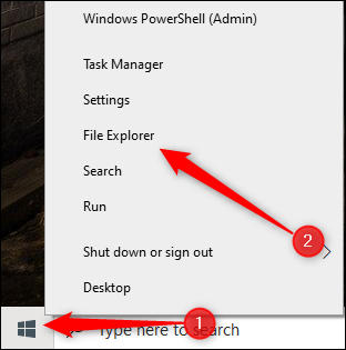 Haga clic con el botón derecho en el botón Inicio y luego haga clic en "Explorador de archivos."