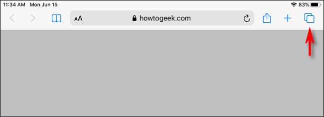 Toque el botón Nueva ventana en Safari en iPad