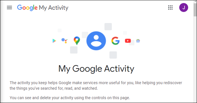 La página Google My Activity.