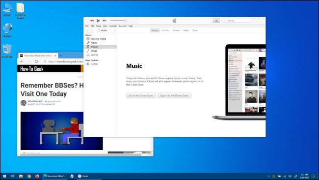 Un ejemplo de escritorio de Windows 10.