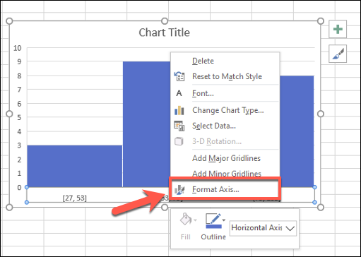 Haga clic con el botón derecho en el eje de su gráfico y haga clic en Formato de eje para cambiar sus agrupaciones de datos