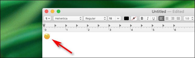 Emoji insertado en la aplicación de Mac.