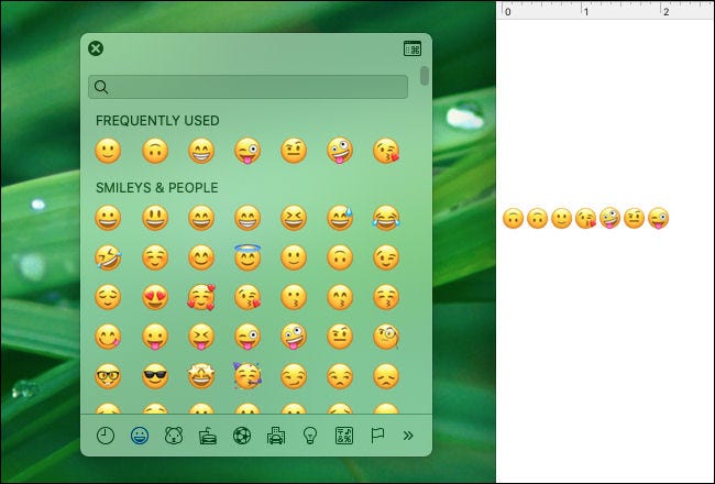 Arrastra la ventana emergente de emoji para convertirla en una ventana independiente en Mac.