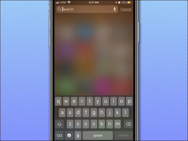 Destaque la búsqueda desde la pantalla de inicio del iPhone sin sugerencias de Siri.