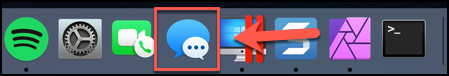 Pinchalo "mensajes" aplicación en el Dock para iniciar la aplicación Mensajes