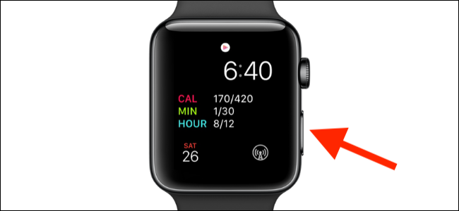 botón lateral que se muestra en el Apple Watch