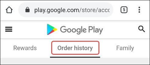 historial de pedidos google play