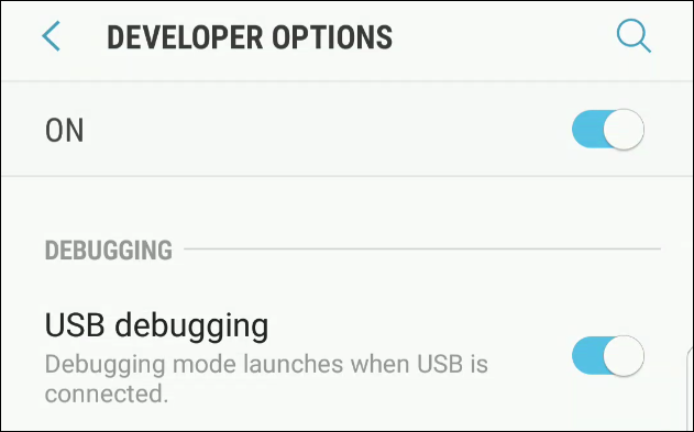 Habilitar la depuración de USB en Android