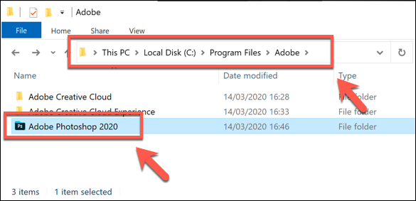 El directorio de instalación de Adobe Photoshop en Windows