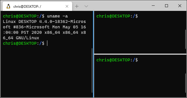 Usando paneles divididos en la terminal de Windows