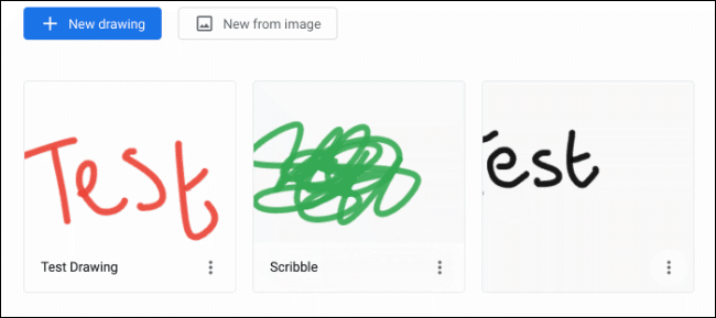 Dibujos con nombre que se muestran en la aplicación Google Chrome Canvas