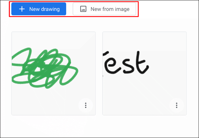 En la aplicación Google Chrome Canvas, haga clic en Nuevo dibujo para un nuevo dibujo en blanco o Nuevo desde imagen para un nuevo dibujo con un fondo de imagen.