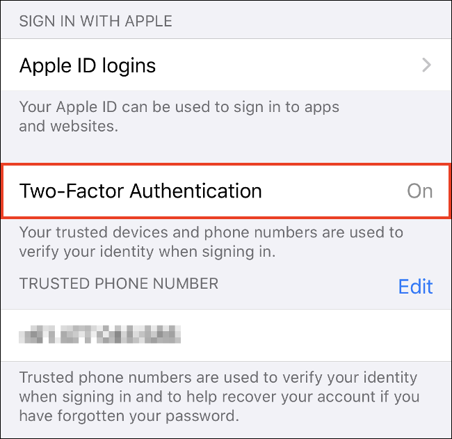 Grifo "Habilitar la autenticación de dos factores" en iPhone.