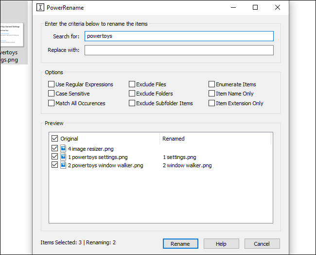 Archivo de cambio de nombre por lotes con PowerRename PowerToy de Microsoft