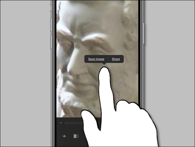 Mantenga presionada la lupa en el iPhone para guardar la imagen