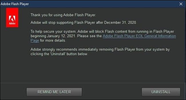Desinstalar Adobe Flash en Windows