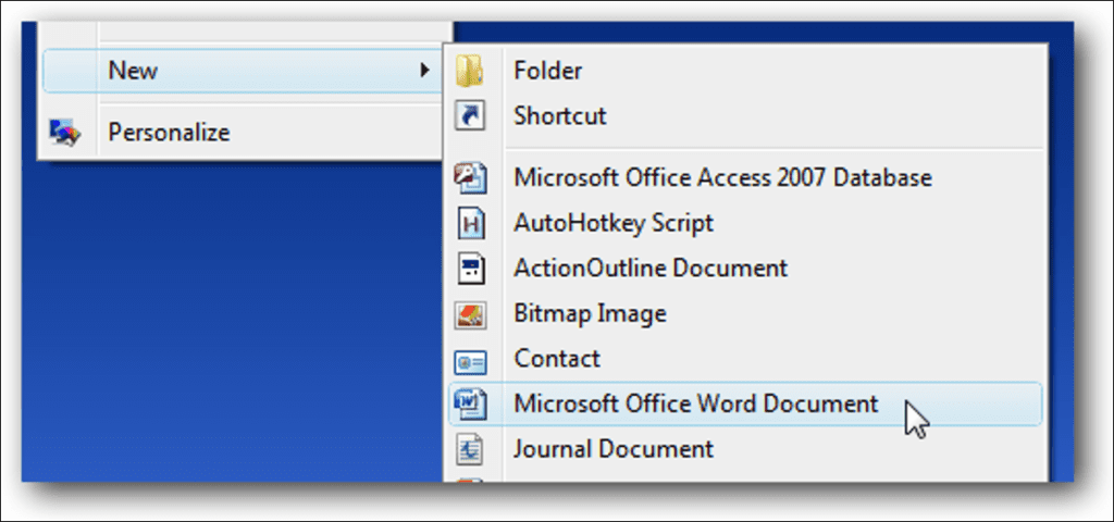 Agregue documentos de Word / Excel 97-2003 en el menú contextual "Nuevo" después de instalar Office 2007