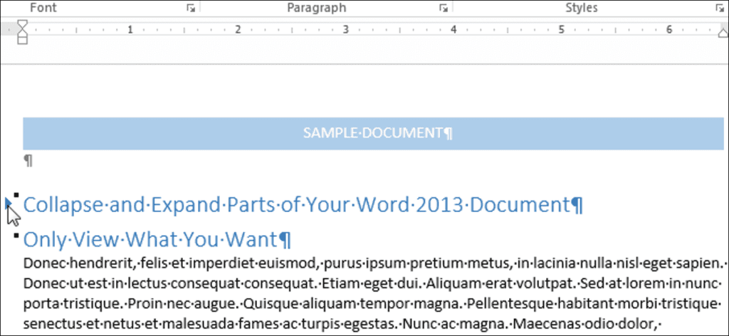 Cómo contraer y expandir partes de su documento en Word