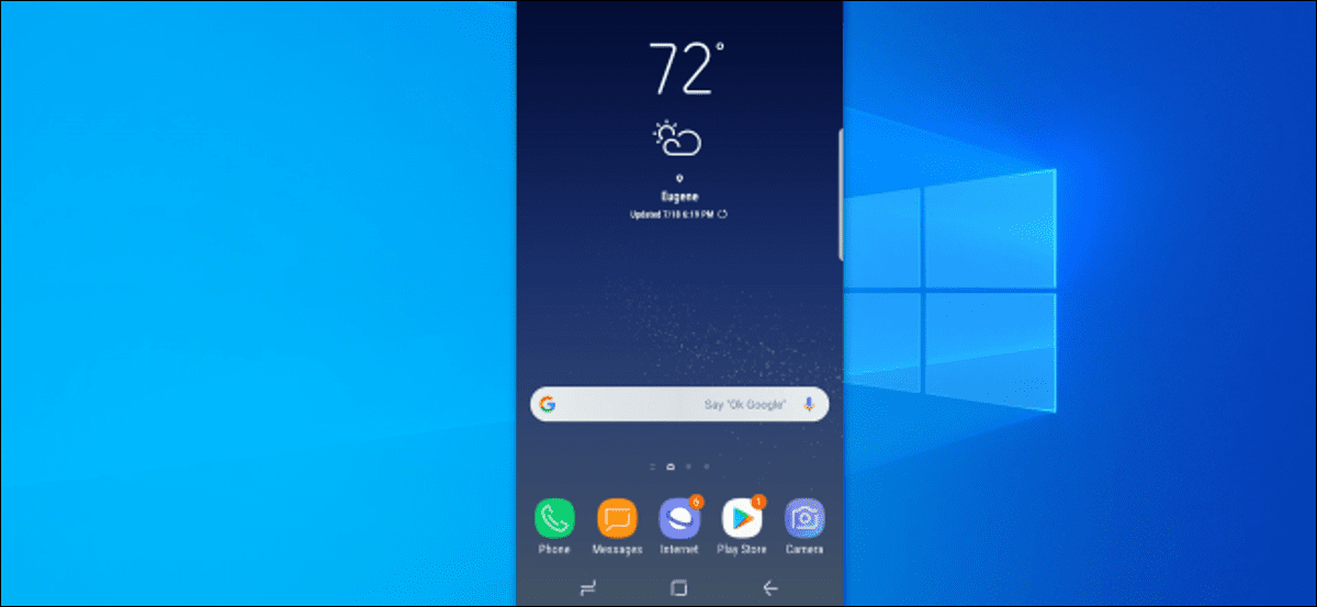 Pantalla del teléfono Android reflejada en el escritorio de Windows 10 con scrcpy