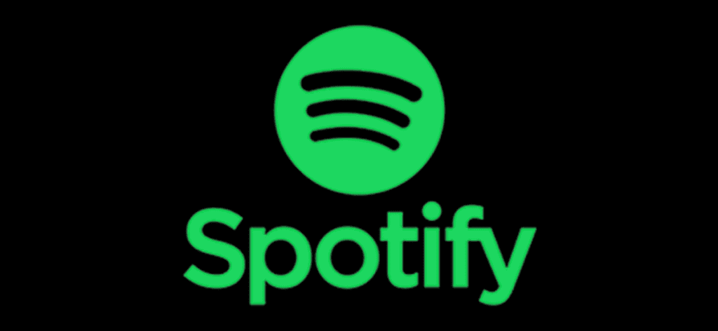 Logotipo de Spotify vertical con texto sobre fondo negro