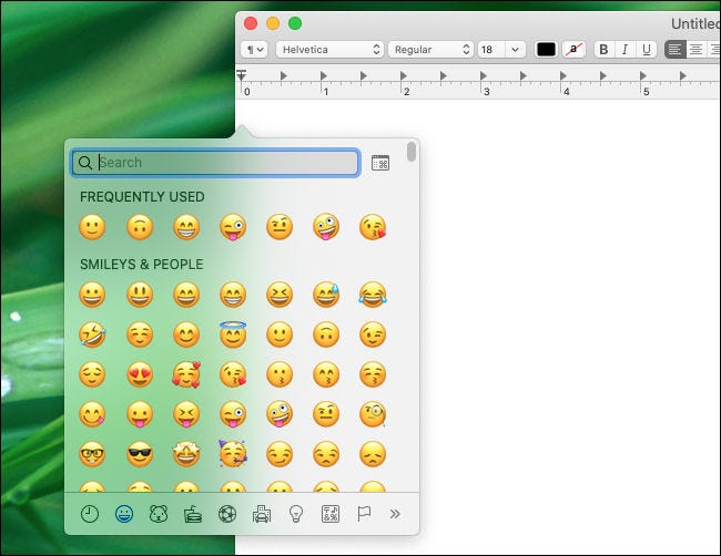 Ventana de selección de emoji de Mac