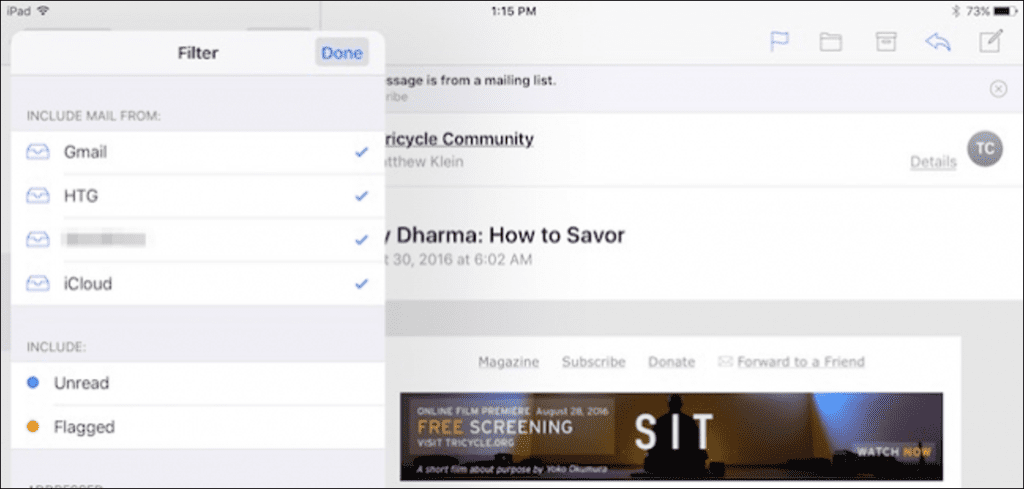 Cómo filtrar el correo en iOS 10