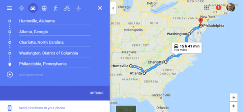 Cómo planificar un viaje por carretera con múltiples destinos en Google Maps