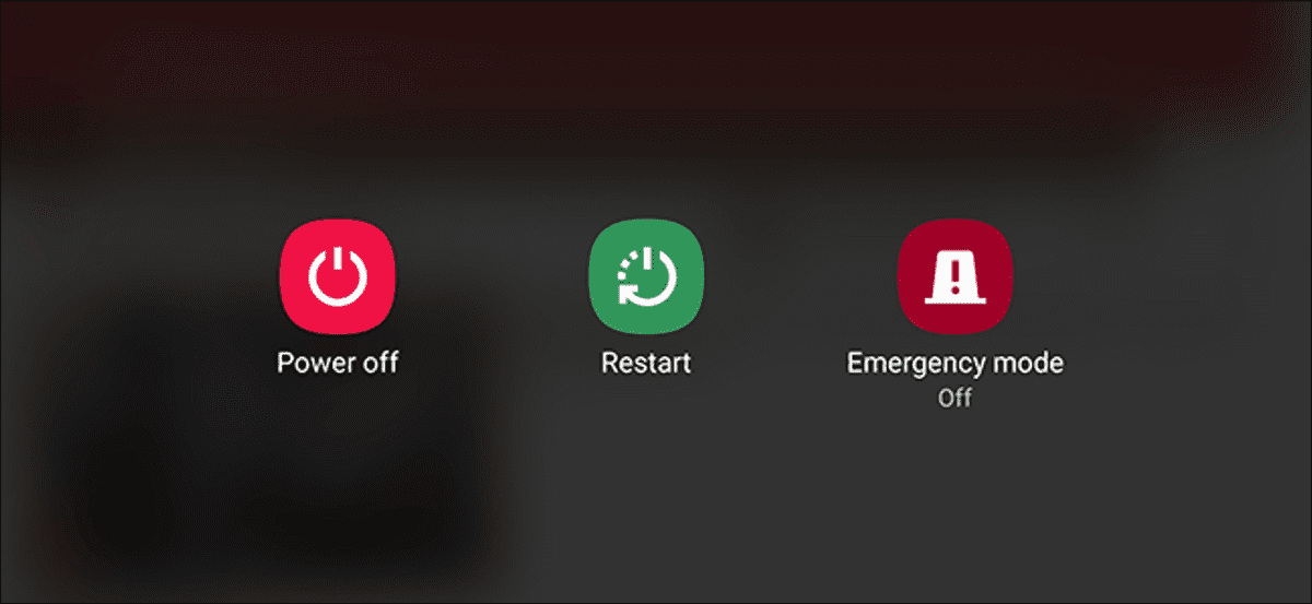 Opciones de energía de Android.