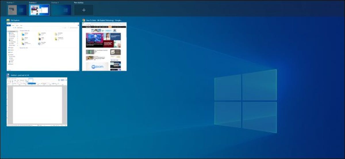 Interfaz de visualización de tareas de Windows 10.