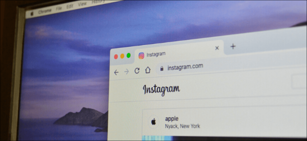 Instagram se abrió en Chrome en una pantalla de escritorio.