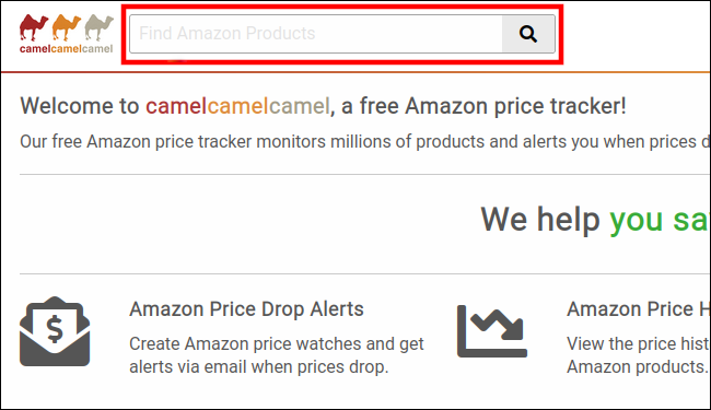 Pegue una URL de Amazon en la barra de búsqueda de Camelcamelcamel