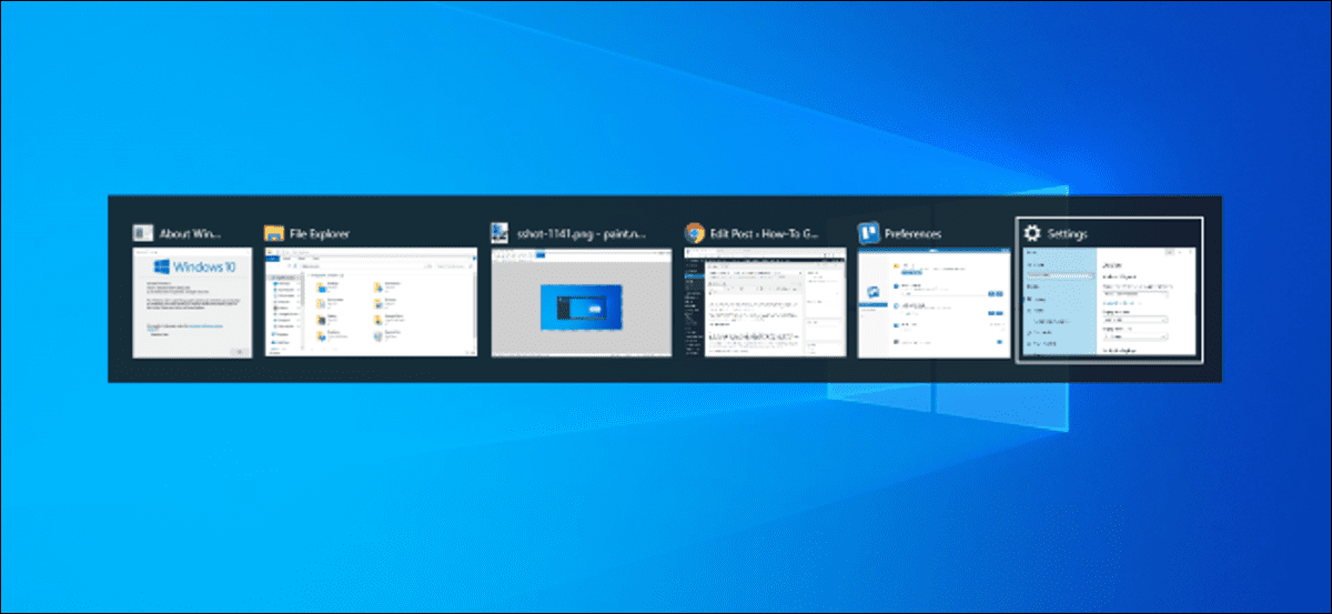 Selector Alt + Tab en un escritorio de Windows 10.