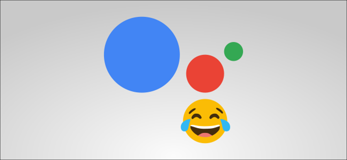 El logotipo gráfico del Asistente de Google y un emoji riendo.