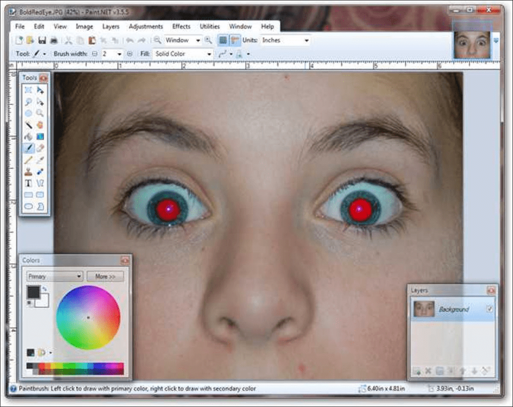 Utilice Paint.NET para eliminar los ojos rojos de la fotografía con flash