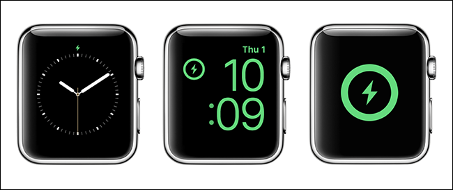 Perno de carga de iluminación verde del Apple Watch