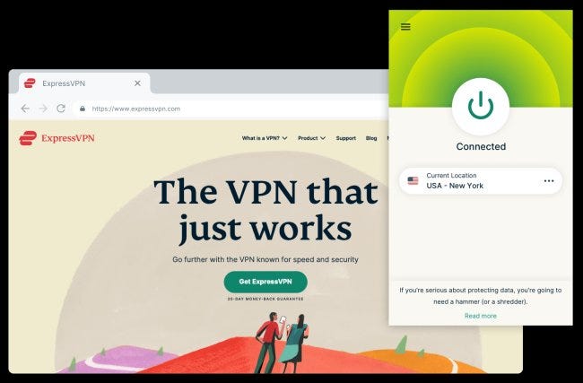 Sitio web y widget de ExpressVPN