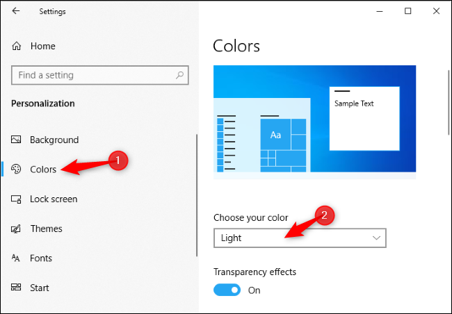 Habilitar el tema brillante en la aplicación de configuración de Windows 10