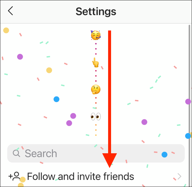 Desplácese hacia abajo en la configuración hasta que vea los emoticonos y el confeti.